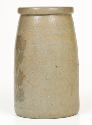 Very Rare Stoneware Canning Jar with Experimental Floral Stencil, Western PA origin, c1880