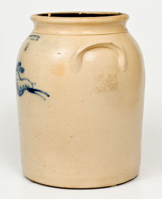 Fine Two-Gallon JULIUS NORTON / BENNINGTON, VT Stoneware Jar w/ Leaping Rabbit Design