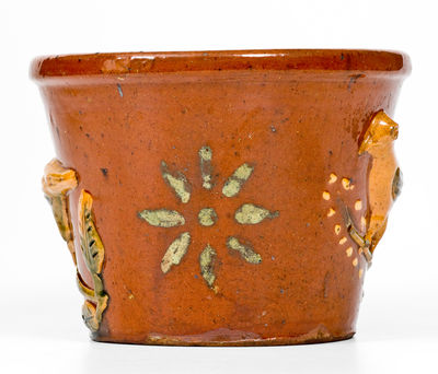 Important Absalom Bixler (Lancaster County, PA) Redware Flowerpot w/ Applied Birds