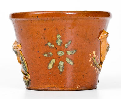 Important Absalom Bixler (Lancaster County, PA) Redware Flowerpot w/ Applied Birds