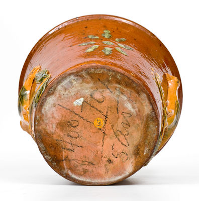 Important Absalom Bixler (Lancaster County, PA) Redware Flowerpot w/ Applied Birds