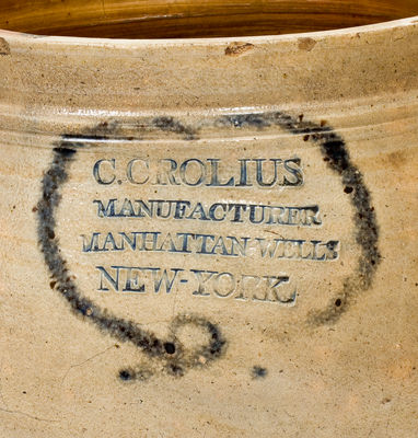 Rare C. CROLIUS / MANUFACTURER / MANHATTAN WELLS / NEW-YORK Stoneware Jar