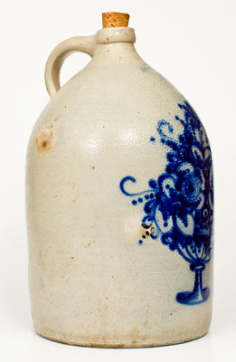 Outstanding 6 Gal. J. NORTON & CO. / BENNINGTON, VT Stoneware Jug w/ Elaborate Flowering Urn