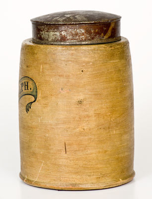Cold-Painted Stoneware Apothecary Jar, Inscribed 