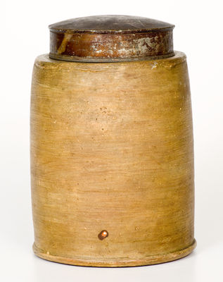 Cold-Painted Stoneware Apothecary Jar, Inscribed 