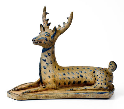 Exceedingly Rare and Important Monumental Stoneware Figure of a Deer