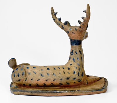 Exceedingly Rare and Important Monumental Stoneware Figure of a Deer