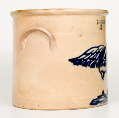 Exceptional 4 Gal. J. & E. NORTON / BENNINGTON, VT Stoneware Crock w/ Bold Flying Hawk Design