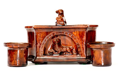 Exceptional HENRY SWOPE S POTTERY / 1851 Redware Inkstand (Lancaster, PA)