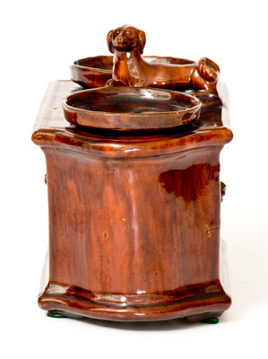 Exceptional HENRY SWOPE S POTTERY / 1851 Redware Inkstand (Lancaster, PA)