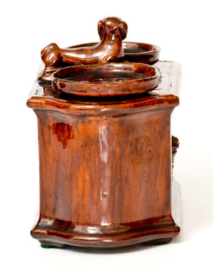 Exceptional HENRY SWOPE S POTTERY / 1851 Redware Inkstand (Lancaster, PA)