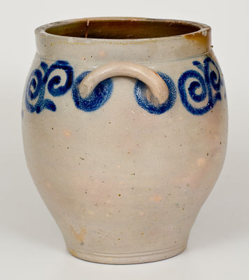 Possibly Unique C. CROLIUS Manhattan Stoneware Jar w/ 18th-Century-Style Watchspring Design