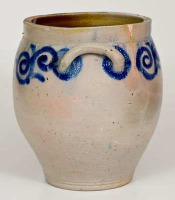 Possibly Unique C. CROLIUS Manhattan Stoneware Jar w/ 18th-Century-Style Watchspring Design