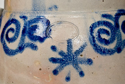 Possibly Unique C. CROLIUS Manhattan Stoneware Jar w/ 18th-Century-Style Watchspring Design