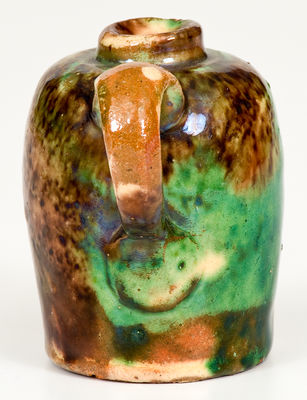 Extremely Rare and Fine Miniature Multi-Glazed Redware Jug, Shenandoah Valley / Strasburg, VA