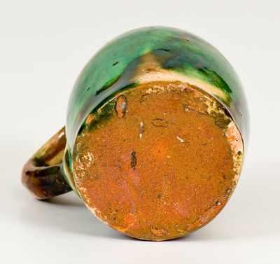 Extremely Rare and Fine Miniature Multi-Glazed Redware Jug, Shenandoah Valley / Strasburg, VA