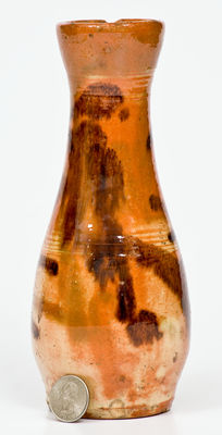 Rare Shenandoah Valley Multi-Glazed Redware Vase, Strasburg, VA