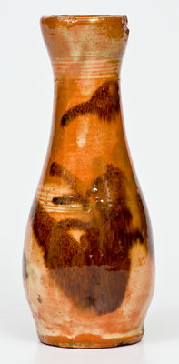 Rare Shenandoah Valley Multi-Glazed Redware Vase, Strasburg, VA