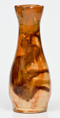Rare Shenandoah Valley Multi-Glazed Redware Vase, Strasburg, VA