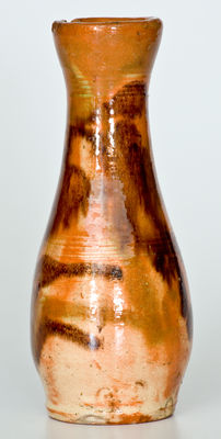 Rare Shenandoah Valley Multi-Glazed Redware Vase, Strasburg, VA