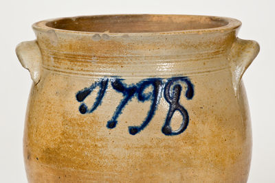 Extremely Rare and Important 1798 Stoneware Jar, attributed to Egbert and Williams / Poughkeepsie, NY