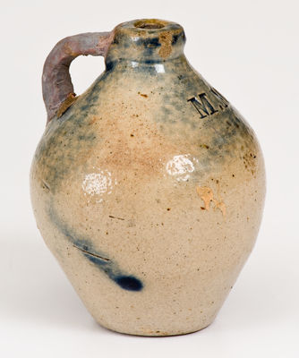 Unusual Miniature New York State Stoneware Jug w/ Impressed Initials, "M . M . A"