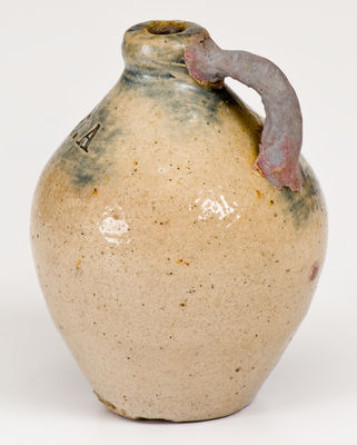 Unusual Miniature New York State Stoneware Jug w/ Impressed Initials, "M . M . A"