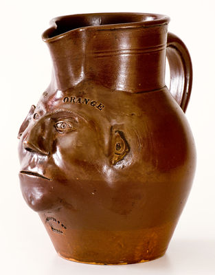 Exceedingly Rare / Important T. CRAFTS / NASHUA, NH Stoneware Face Pitcher, circa 1840