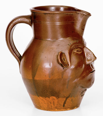 Exceedingly Rare / Important T. CRAFTS / NASHUA, NH Stoneware Face Pitcher, circa 1840