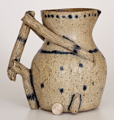 Exceptional Rustic Ohio Stoneware Pitcher Inscribed 