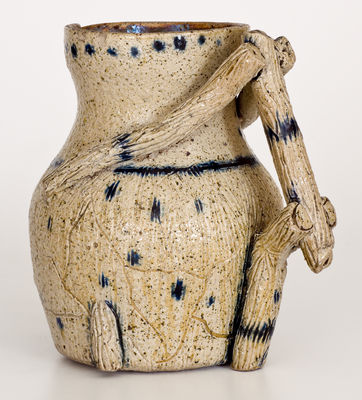 Exceptional Rustic Ohio Stoneware Pitcher Inscribed 