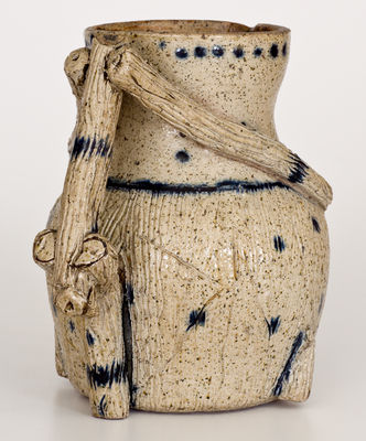 Exceptional Rustic Ohio Stoneware Pitcher Inscribed 