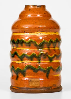 Outstanding Redware Tea Canister, probably Southeastern PA, late 18th / early 19th century