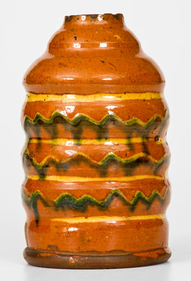 Outstanding Redware Tea Canister, probably Southeastern PA, late 18th / early 19th century