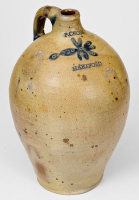 Fine P. CROSS / HARTFORD, CT 2 Gal. Stoneware Jug w/ Incised Decoration