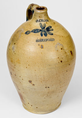 Fine P. CROSS / HARTFORD, CT 2 Gal. Stoneware Jug w/ Incised Decoration