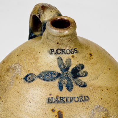 Fine P. CROSS / HARTFORD, CT 2 Gal. Stoneware Jug w/ Incised Decoration