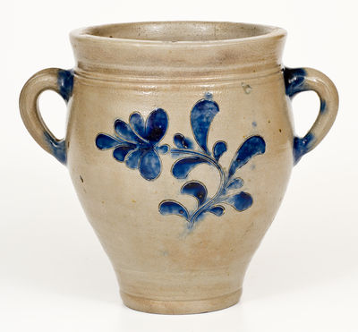 Exceptional Small-Sized Manhattan Vertical-Handled Stoneware Jar, probably Crolius Family, circa 1790