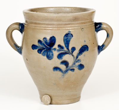 Exceptional Small-Sized Manhattan Vertical-Handled Stoneware Jar, probably Crolius Family, circa 1790