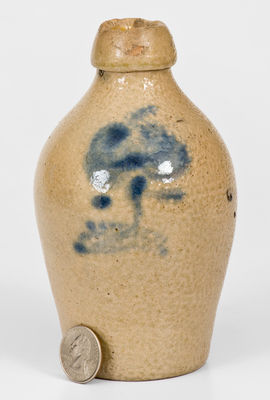 Diminutive New York State Stoneware Jug w/ Cobalt Floral Decoration, c1850-80