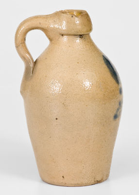 Diminutive New York State Stoneware Jug w/ Cobalt Floral Decoration, c1850-80