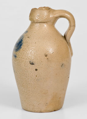 Diminutive New York State Stoneware Jug w/ Cobalt Floral Decoration, c1850-80