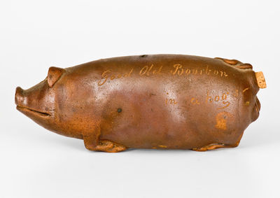 Anna Pottery Early-Period Stoneware Pig Flask, circa 1865
