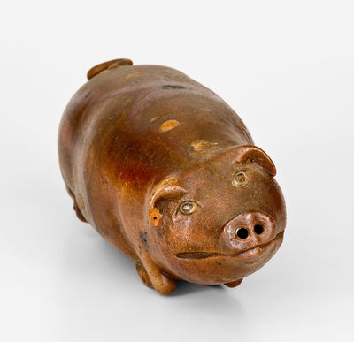 Anna Pottery Early-Period Stoneware Pig Flask, circa 1865