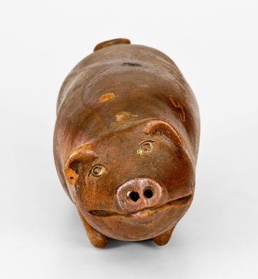 Anna Pottery Early-Period Stoneware Pig Flask, circa 1865