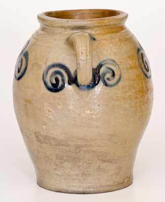 Scarce 18th Century Stoneware Jar w/ Watch Spring Decoration, Manhattan, NY or Cheesequake, NJ