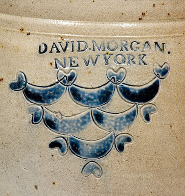 Exceptional DAVID MORGAN / NEW YORK Stoneware Jar w/ Elaborate Swag and Heart Designs