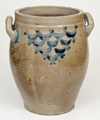 Exceptional DAVID MORGAN / NEW YORK Stoneware Jar w/ Elaborate Swag and Heart Designs