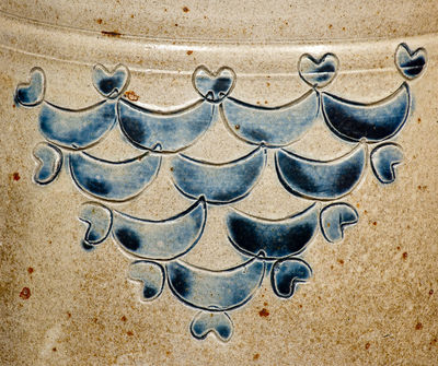Exceptional DAVID MORGAN / NEW YORK Stoneware Jar w/ Elaborate Swag and Heart Designs