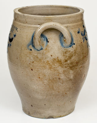 Exceptional DAVID MORGAN / NEW YORK Stoneware Jar w/ Elaborate Swag and Heart Designs